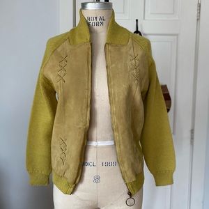 Vintage suede/ knit cardigan